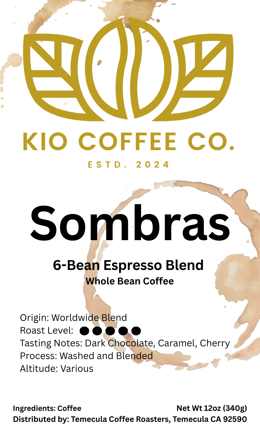 Sombras - 6-Bean Espresso Blend -Whole Bean