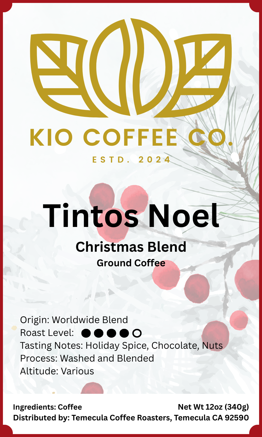 Tintos Noel - Holiday Blend - Ground
